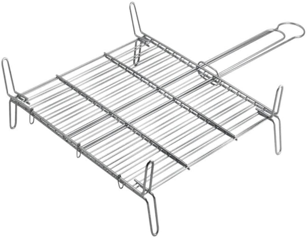 Grille de barbecue double - zinc - 50x50 cm