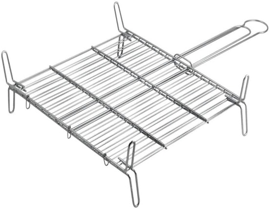 Grille de barbecue double - zinc - 50x50 cm