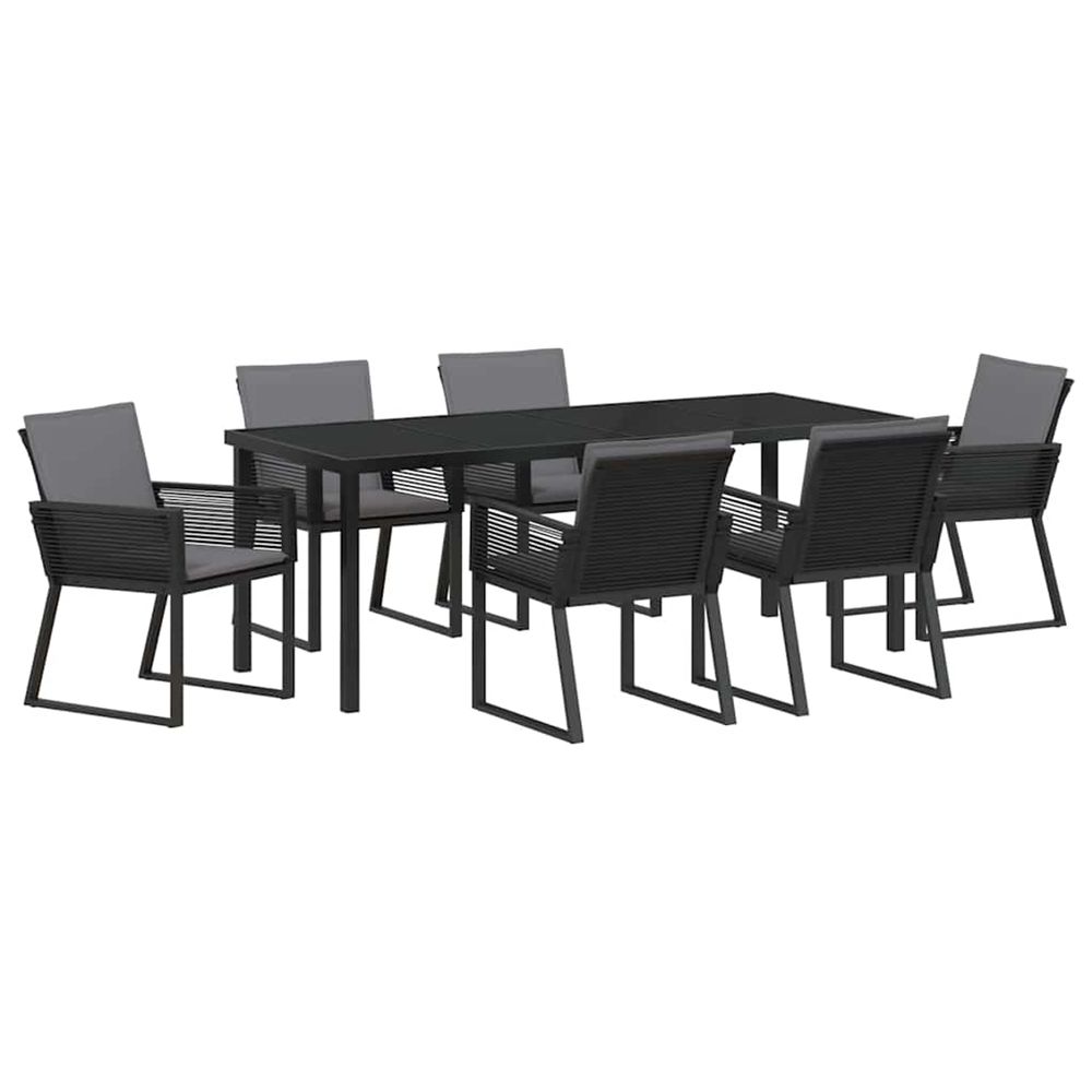 Ensemble de salle à manger pour jardin 7 pc noir