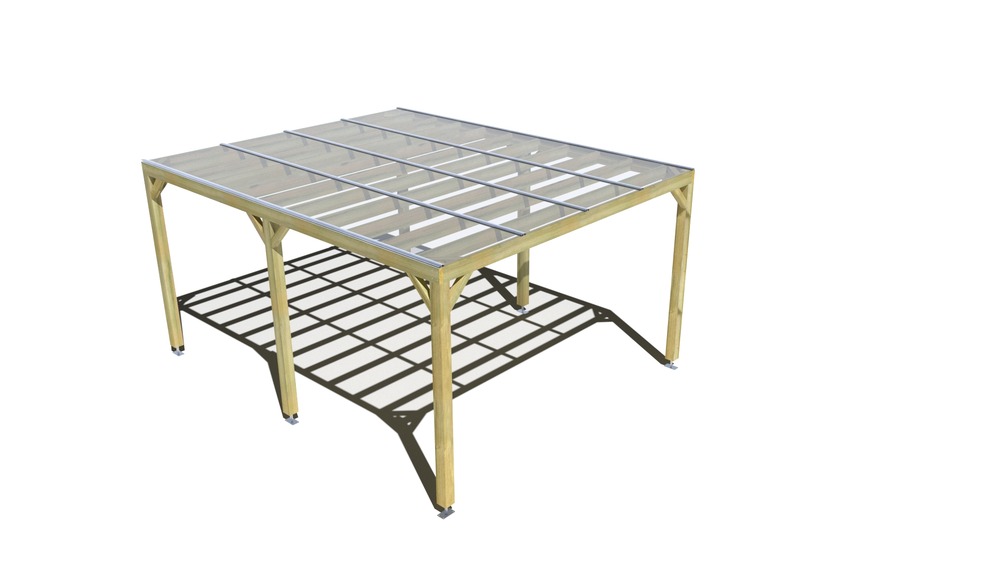 Pergola bois • 4m x 5m • indépendante • sens largeur • couverture étanche transparente incluse • livraison comprise