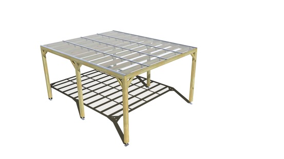 Pergola bois • 4m x 5m • indépendante • sens largeur • couverture étanche transparente incluse • livraison comprise