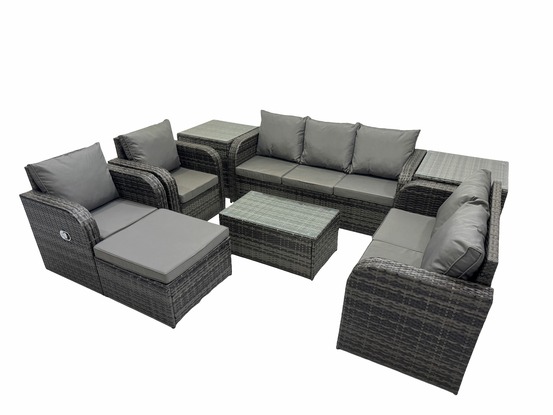 8 places ensemble de meubles de jardin avec table basse canapé 3 places canapé d'amour grand tabouret 2 tables d'appoint