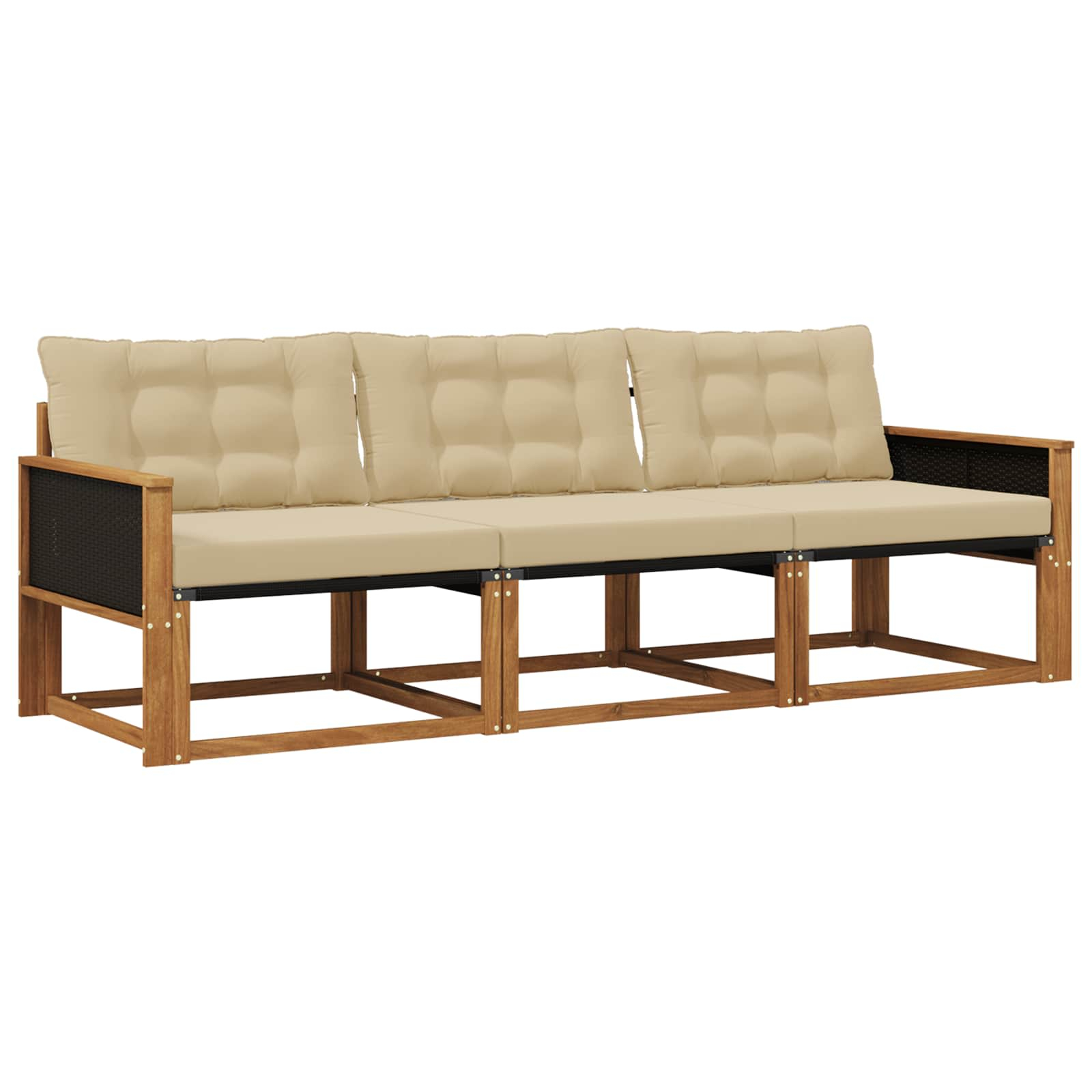 Ensemble de canapés d'extérieur 3 pcs naturel et beige