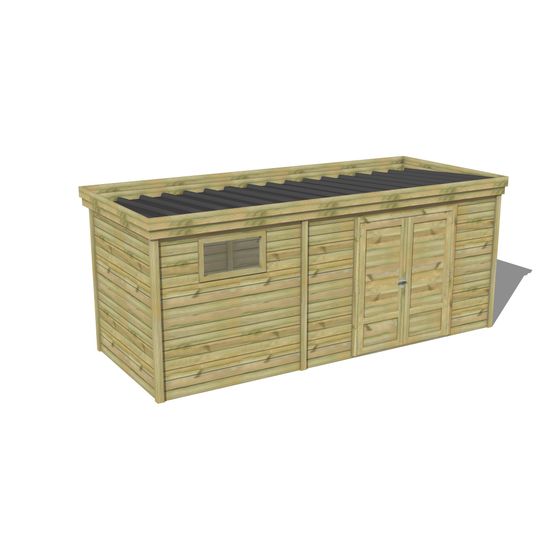Abri de jardin bois pin traité autoclave 27mm - 5,495x2,14m / 12m2 - bac acier - abri français