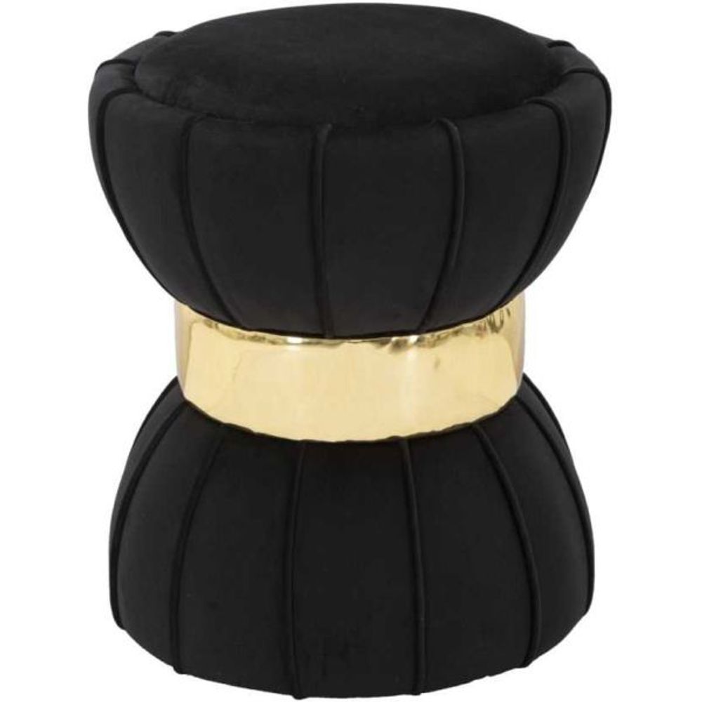 Pouf en tissu et métal flower 40 x 44 cm noir