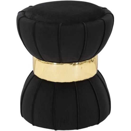 Pouf en tissu et métal flower 40 x 44 cm noir