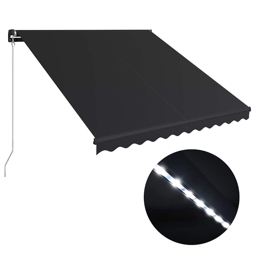 Auvent manuel rétractable avec led 350x250 cm anthracite