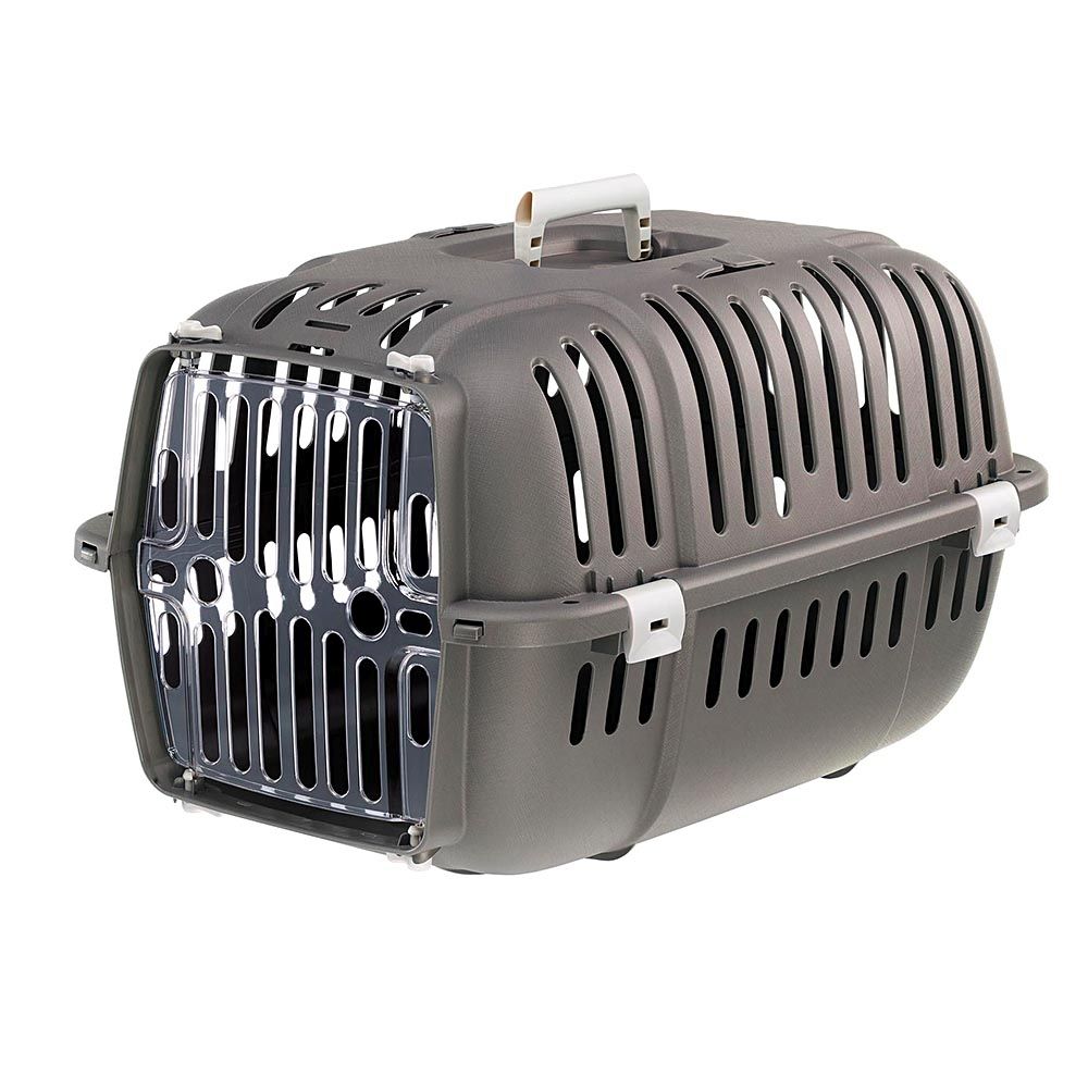 Ferplast caisse de transport chat, cage de transport pour chiens petits et chats jusqu'à 8 kg, porte transparente antichoc, fentes
