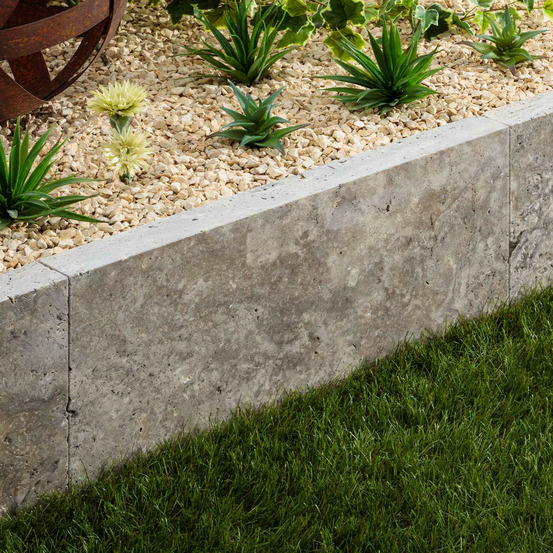 Bordure de jardin travertin gris silver 61x33x5 cm (à l'unité) - ro'ma nature