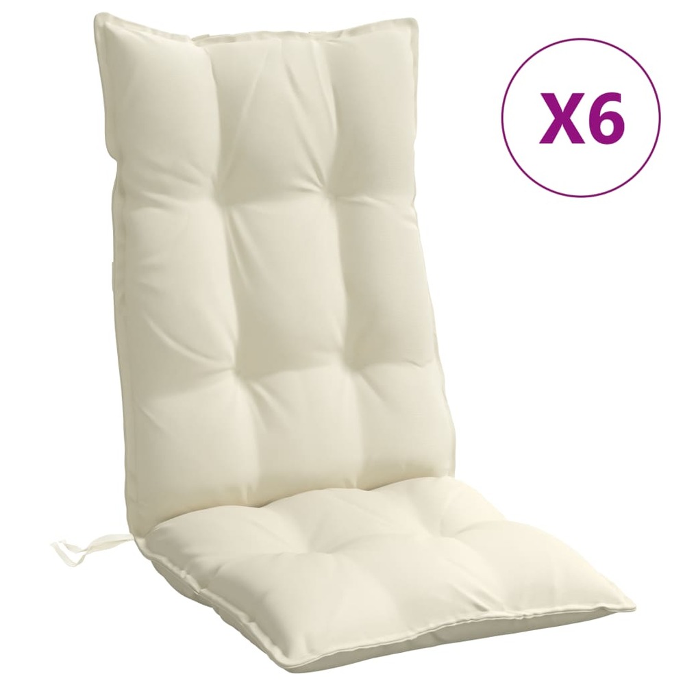 Coussins de chaise à dossier haut lot de 6 crème tissu oxford