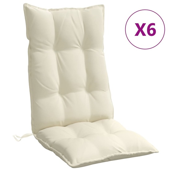 Coussins de chaise à dossier haut lot de 6 crème tissu oxford