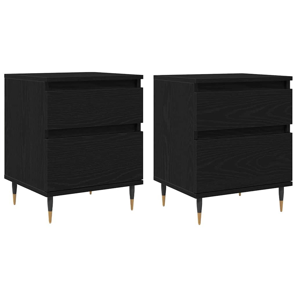 Cabinet de chevet avec tiroir 2 pcs chêne noir 40 x 35 x 50 cm