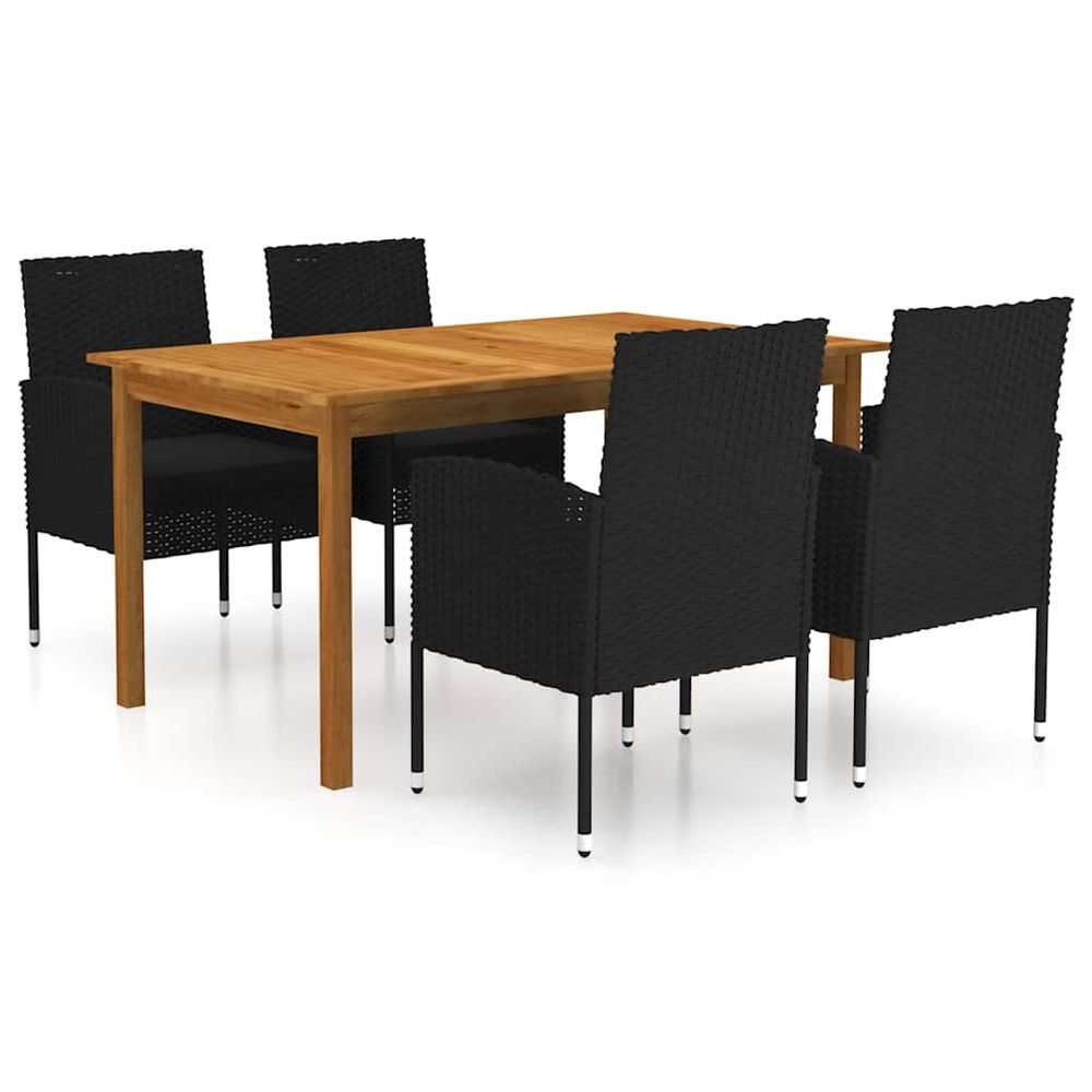 Ensemble à manger de jardin 5 pcs noir