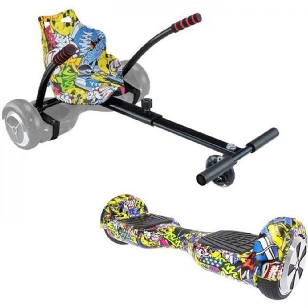 Pack hoverboard + kart multicolor - - roues 6.5 - 550w - 4ah - longueur ajustable