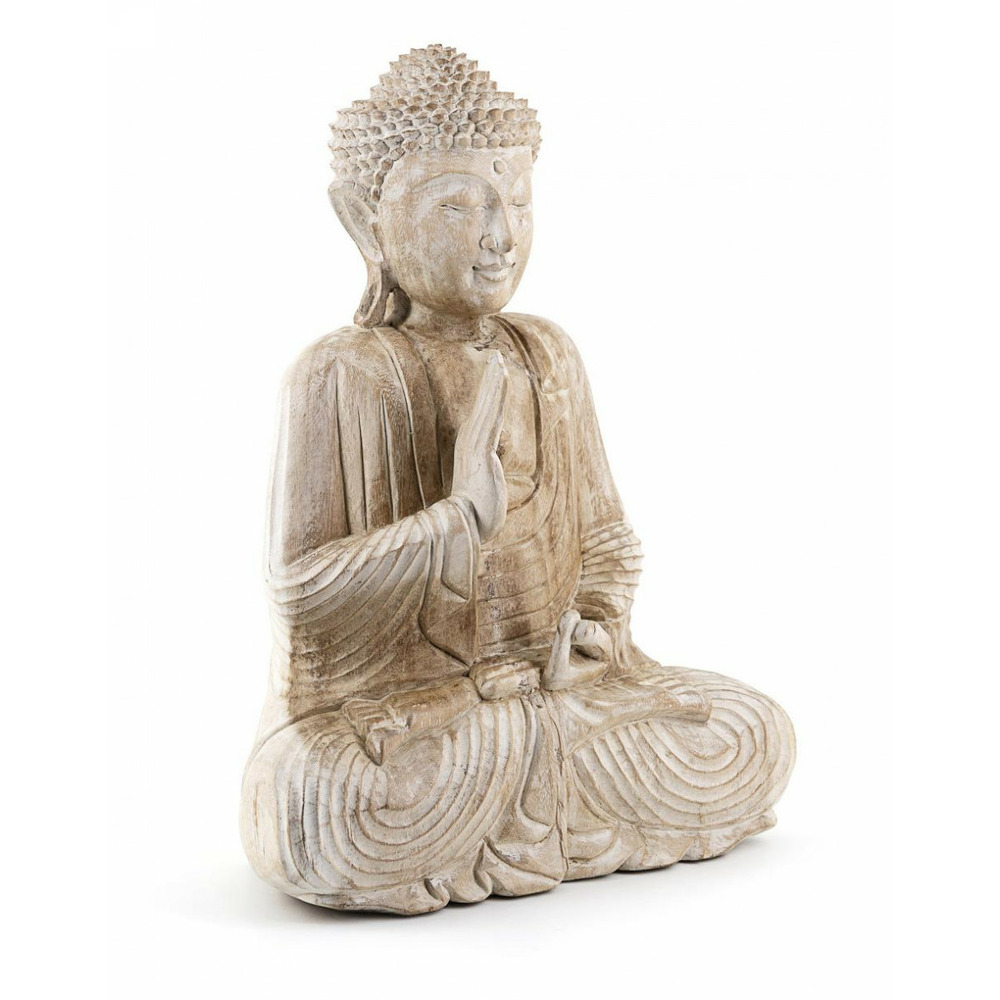 Statue bouddha bois marron - décoration d'autrefois
