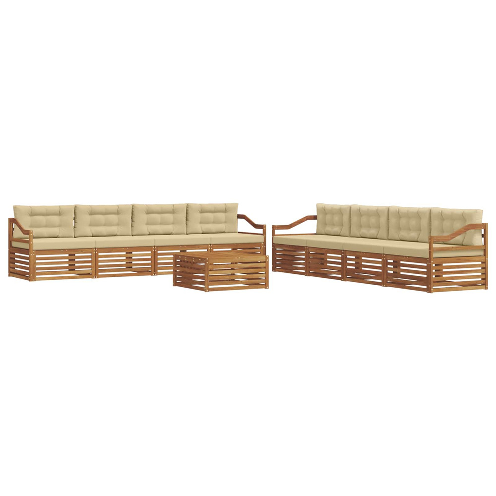 Ensemble de canapés d'extérieur 9 pcs naturel et beige