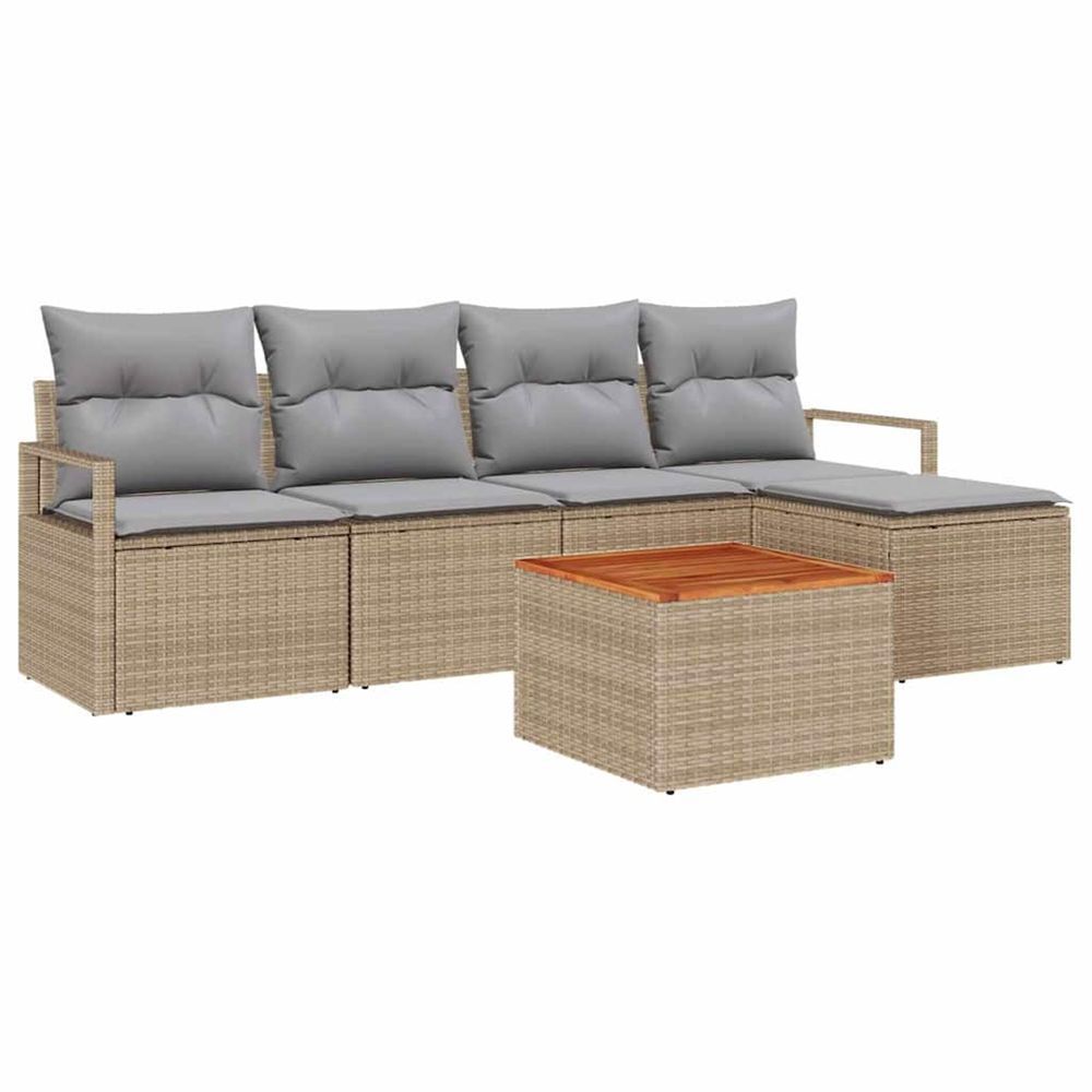 Ensemble de canapé de jardin 6 pc beige polyrotin