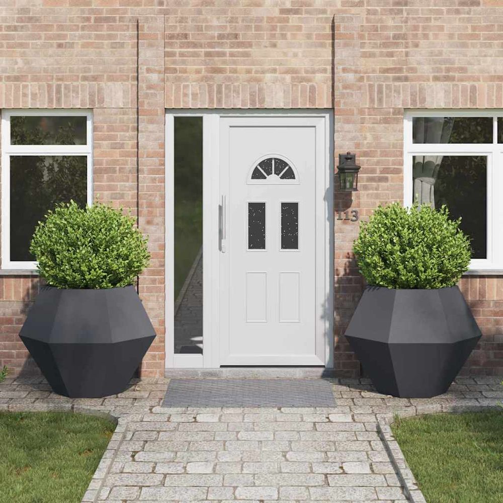 Lot de 2 jardinières carrées acier jardin anthracite 100x100cm