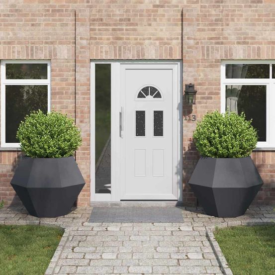 Lot de 2 jardinières carrées acier jardin anthracite 100x100cm