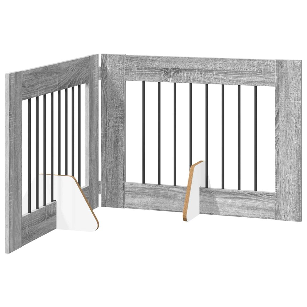 Porte de chien pliable avec supports 2 pc sonoma gris 160,5 cm