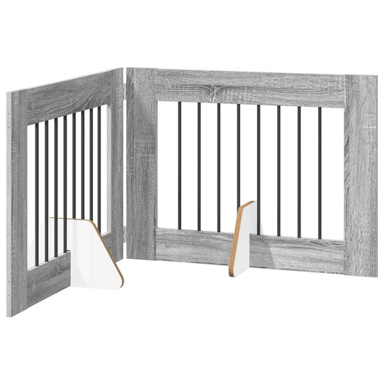 Porte de chien pliable avec supports 2 pc sonoma gris 160,5 cm