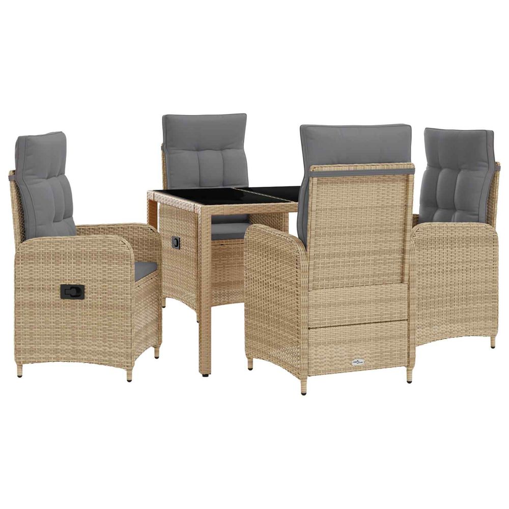 Ensemble de repas extérieur 5 pc beige et gris clair polyrotin