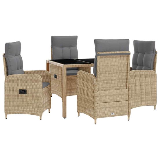 Ensemble de repas extérieur 5 pc beige et gris clair polyrotin