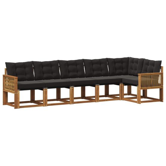Ensemble de canapés d'extérieur 6 pc naturel et noir