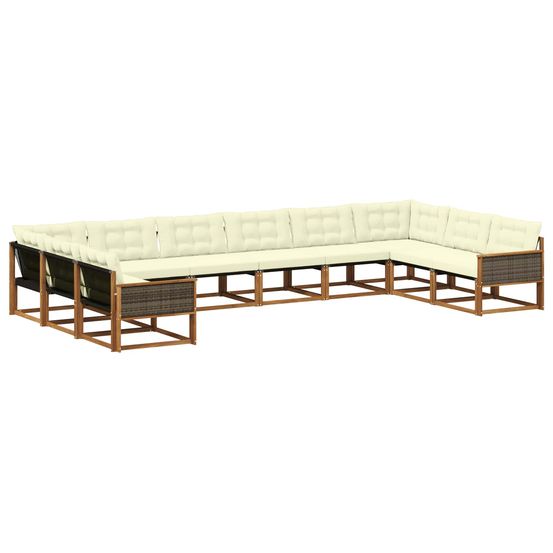 Ensemble de canapés d'extérieur 10 pc naturel et crème