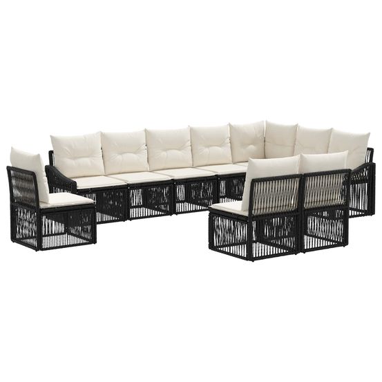 Ensemble de canapé de jardin 10 pc noir polyrotin
