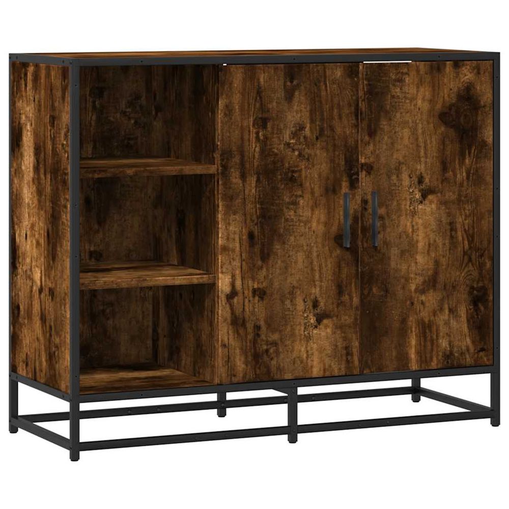 Buffet chêne fumé 92x35x76 cm bois d'ingénierie