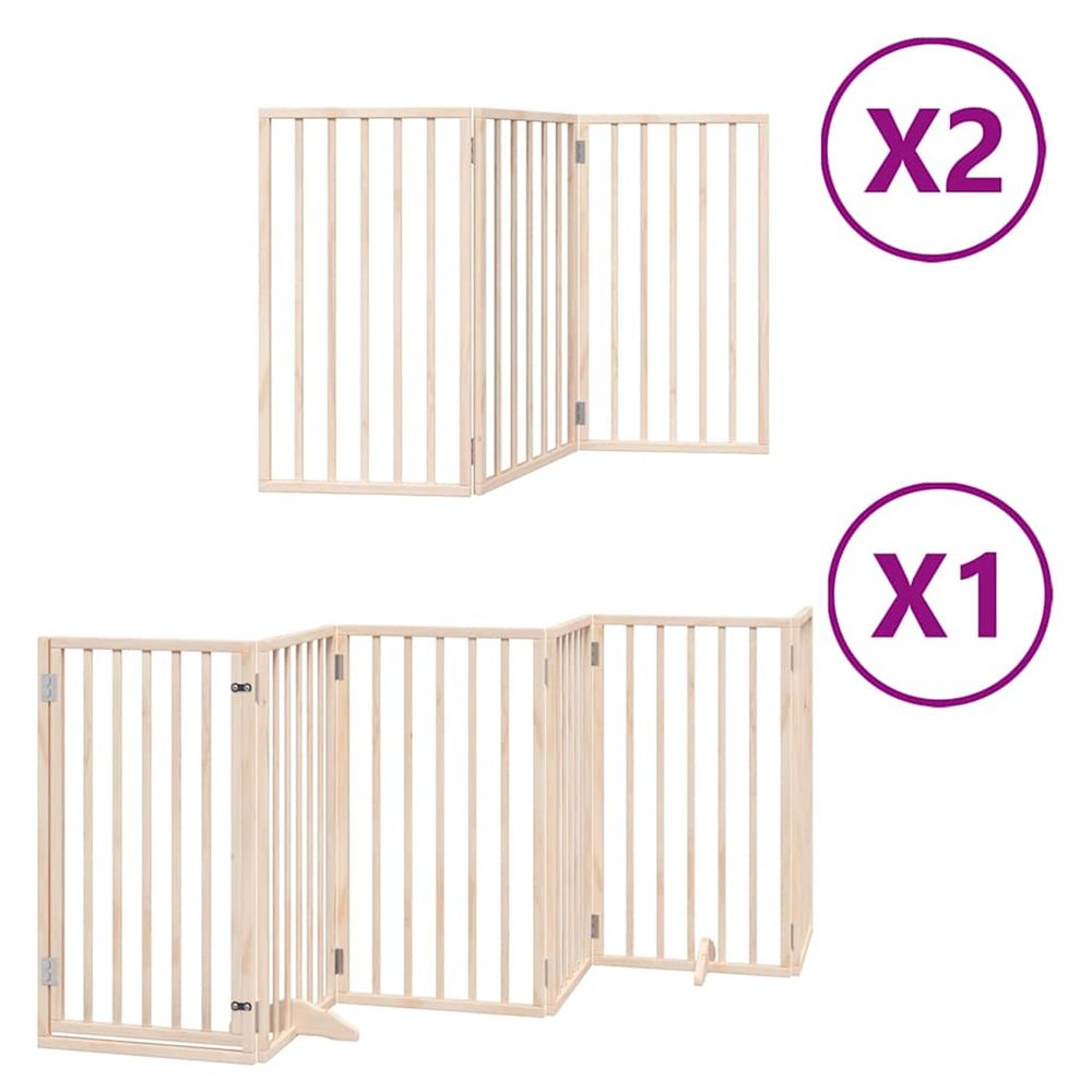 Barrière pour chien porte pliable 12 panneaux bois de peuplier