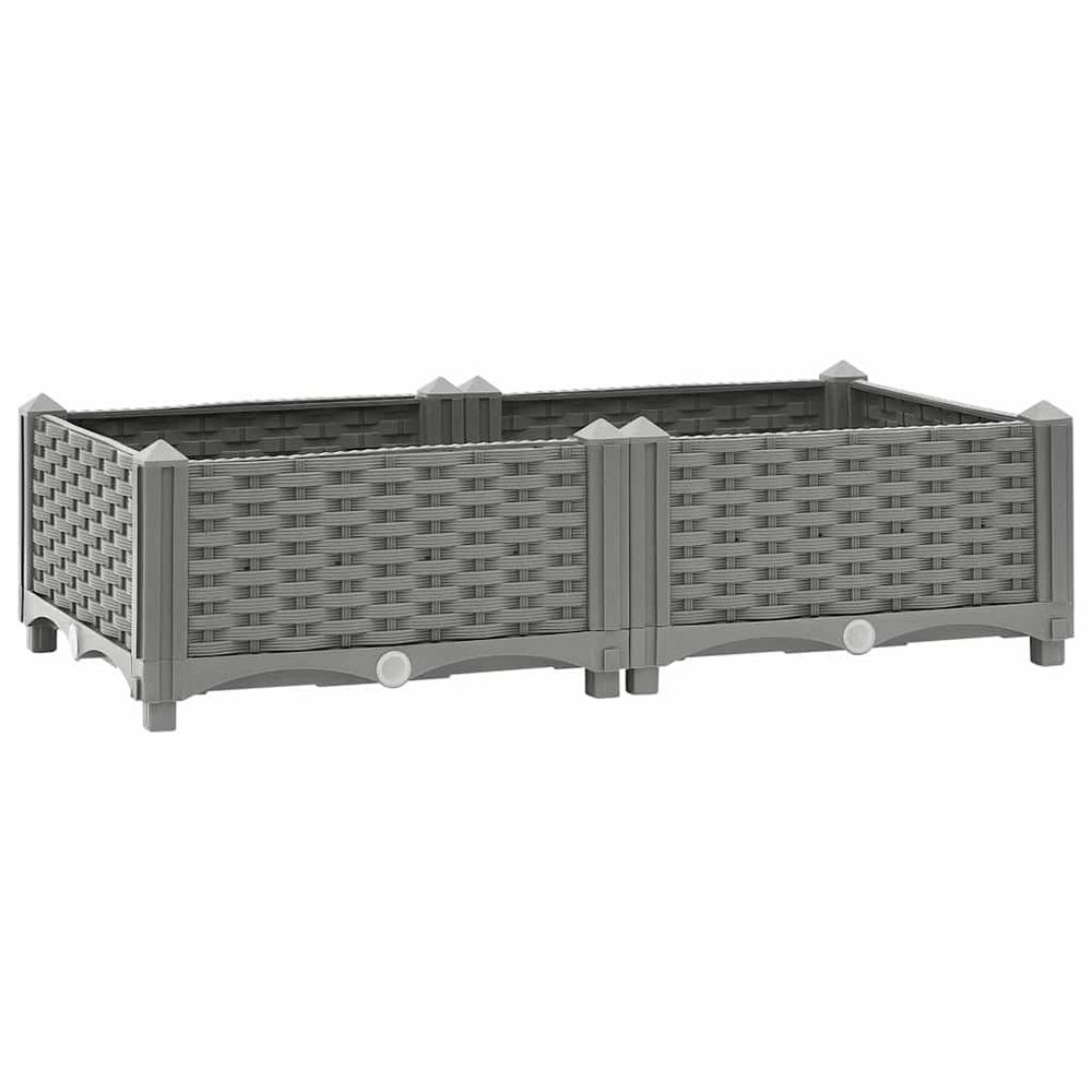 Jardinière potager 80cm en polypropylène aspect rotin pour jardin et balcon gris