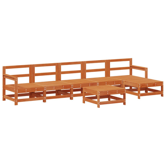 Ensemble de salon de jardin 7 pcs brun ciré bois de pin massif