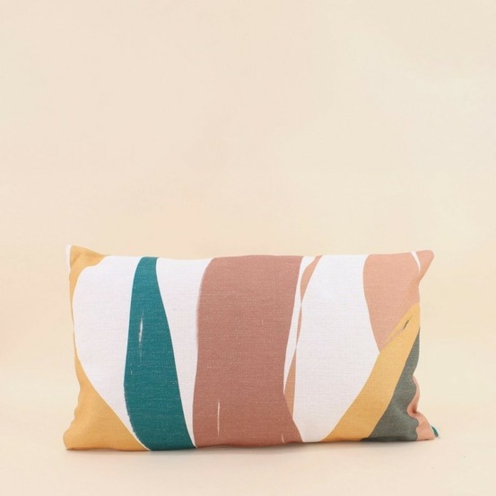 Coussin effet lin déperlant & anti-uv imprimé coloré 30x50cm