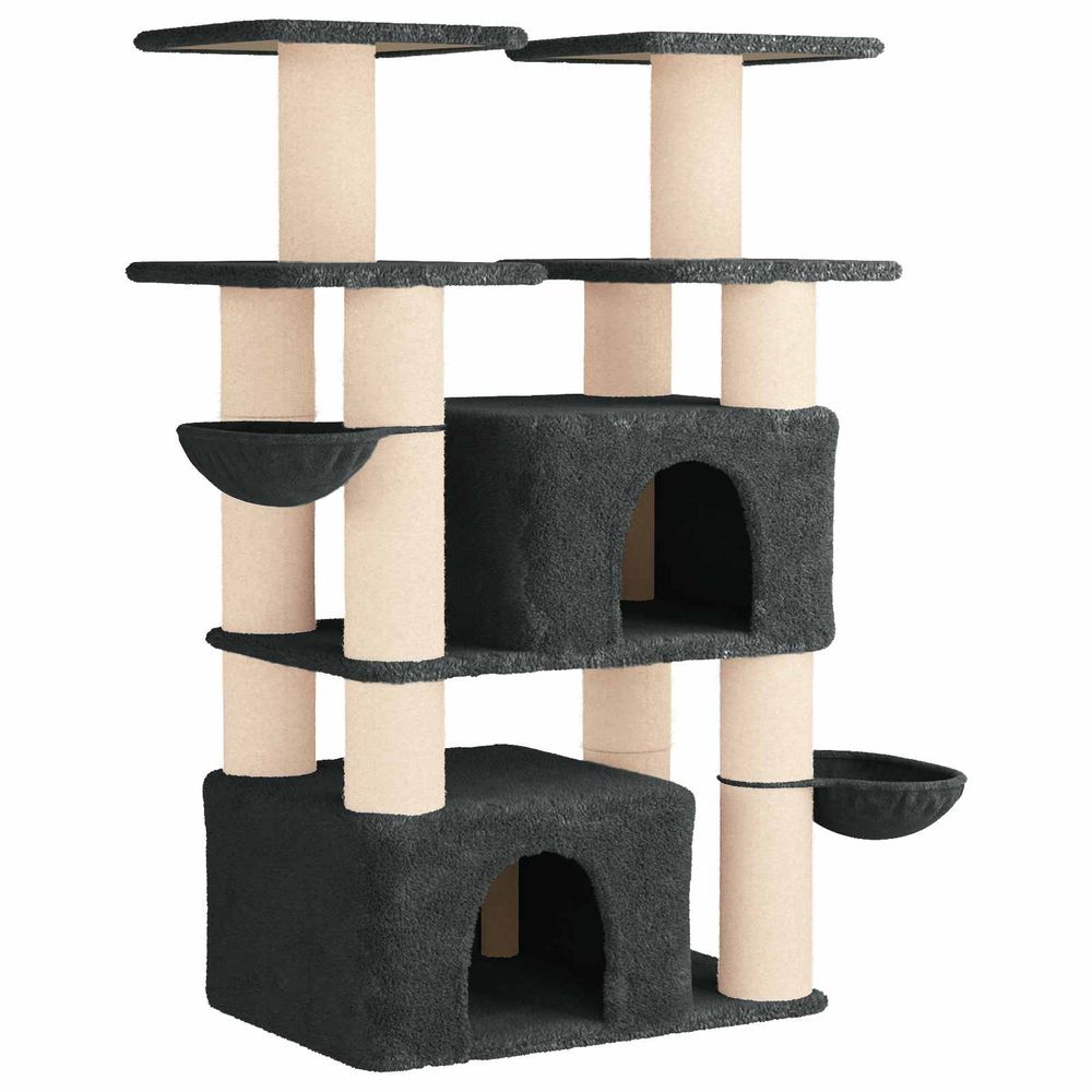 Arbre à chat avec poteaux à griffer en sisal gris foncé 147 cm