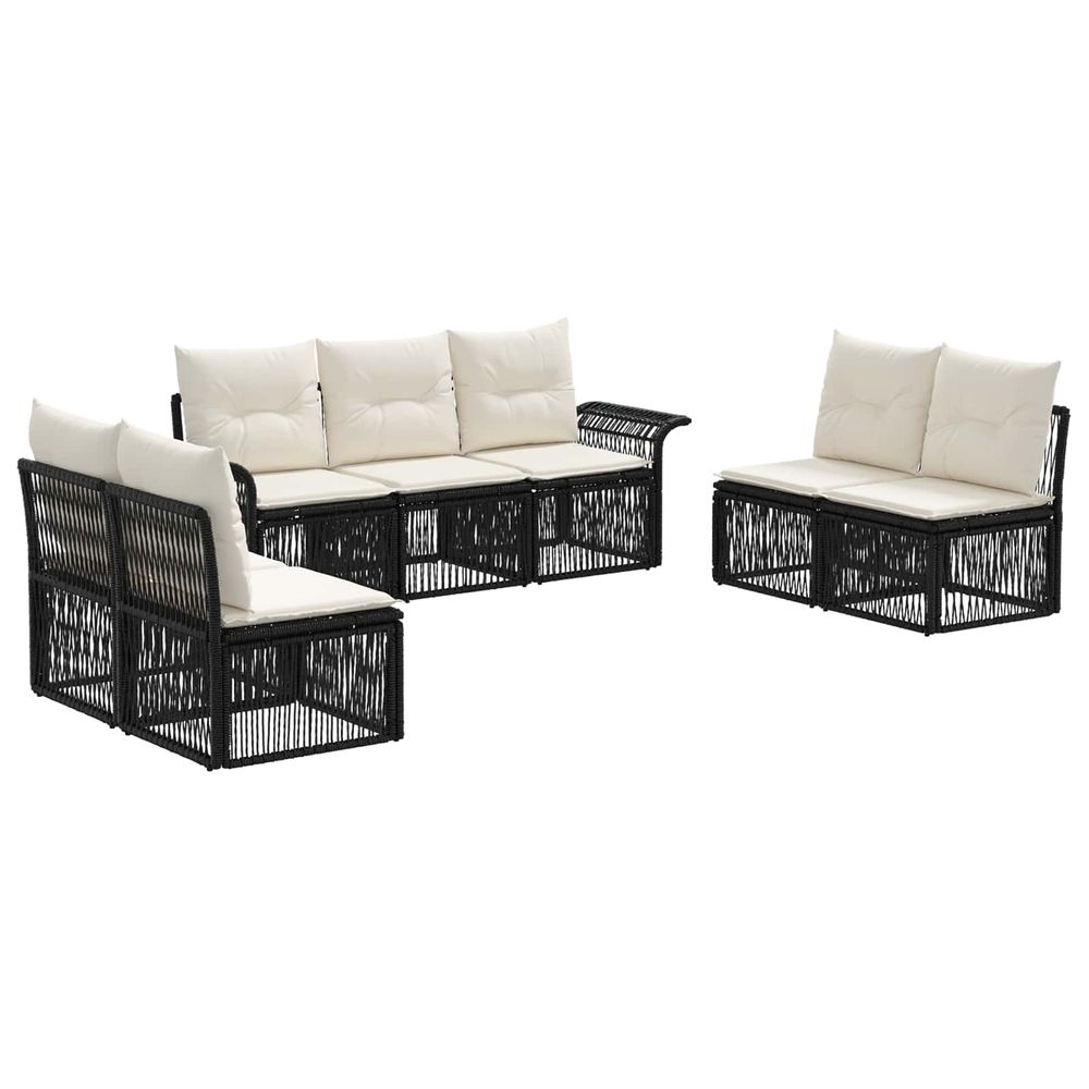 Ensemble de canapé de jardin 7 pc noir polyrotin