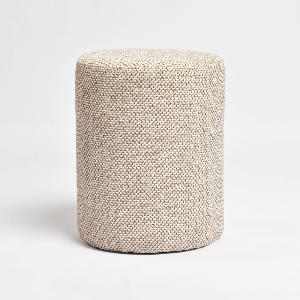 Lily-pouf rond en tissu texturé beige