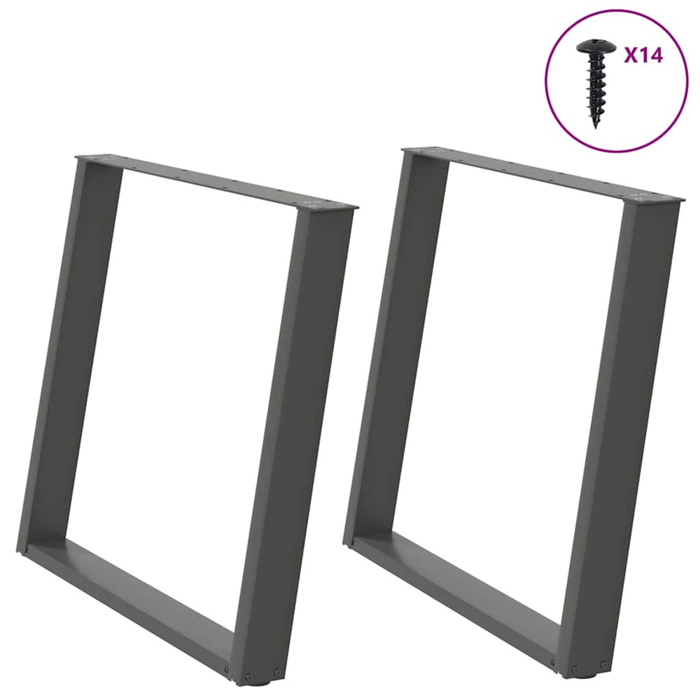 Pieds de table à manger en u 2 pièces anthracite 90 x (72-73) cm acier