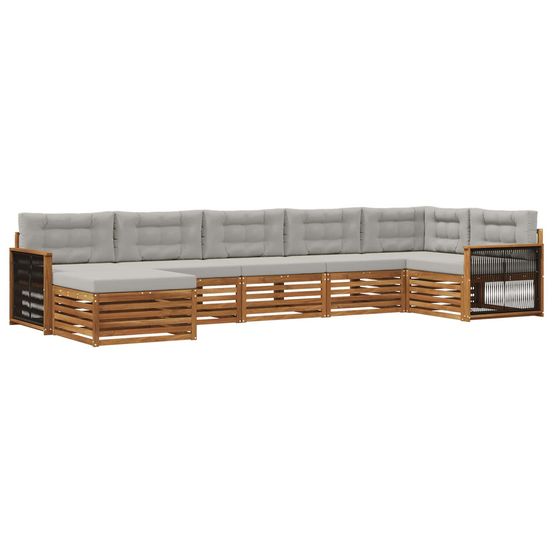 Ensemble de canapés d'extérieur 7 pc naturel et gris clair