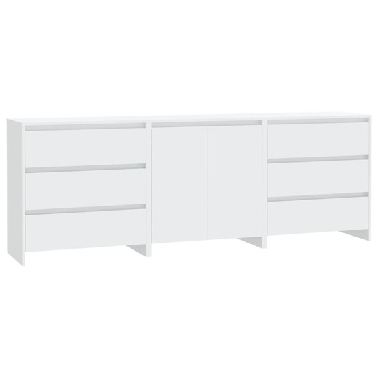 Buffet bahut commode armoire meuble de rangement organisateur cuisine salle de séjour salons 3 pcs bois d'ingénierie blanc 02