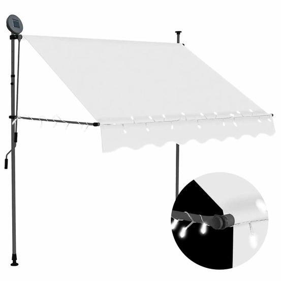Auvent manuel rétractable avec led 150 cm crème