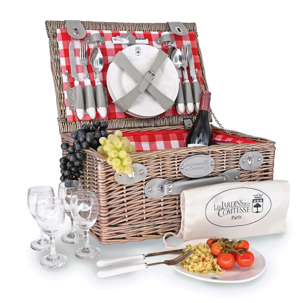 Panier pique-nique marly rouge - 4p