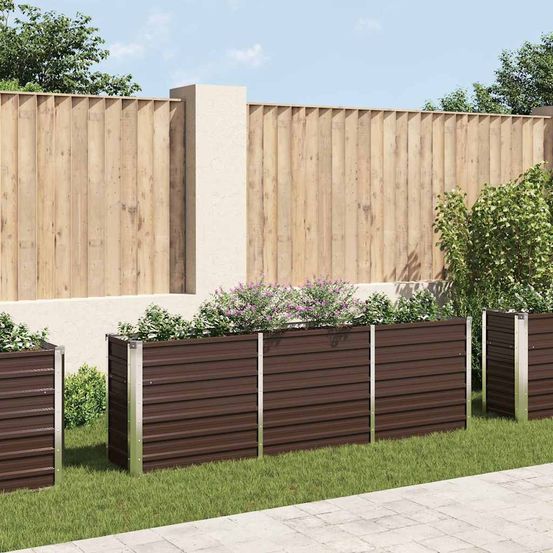 Carré potager surélevé acier galvanisé pour jardin 240x40x77 cm marron