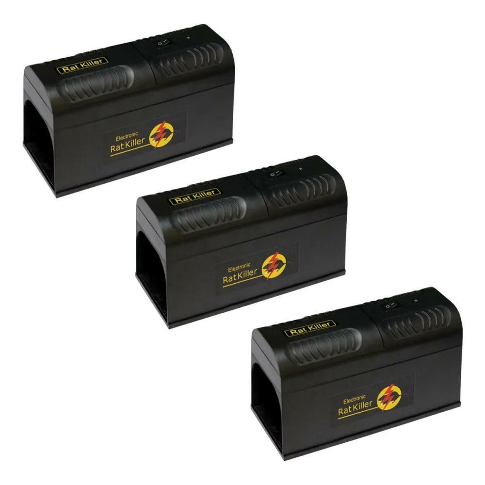 Lot de 3 pièges à rongeurs électronique 7000 v 21x9,5x12cm