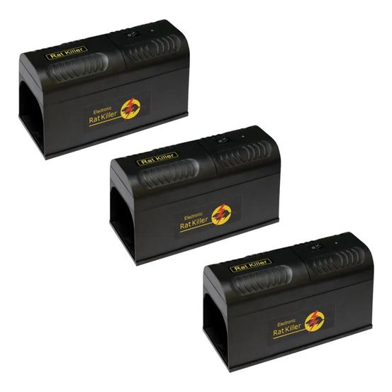 Lot de 3 pièges à rongeurs électronique 7000 v 21x9,5x12cm