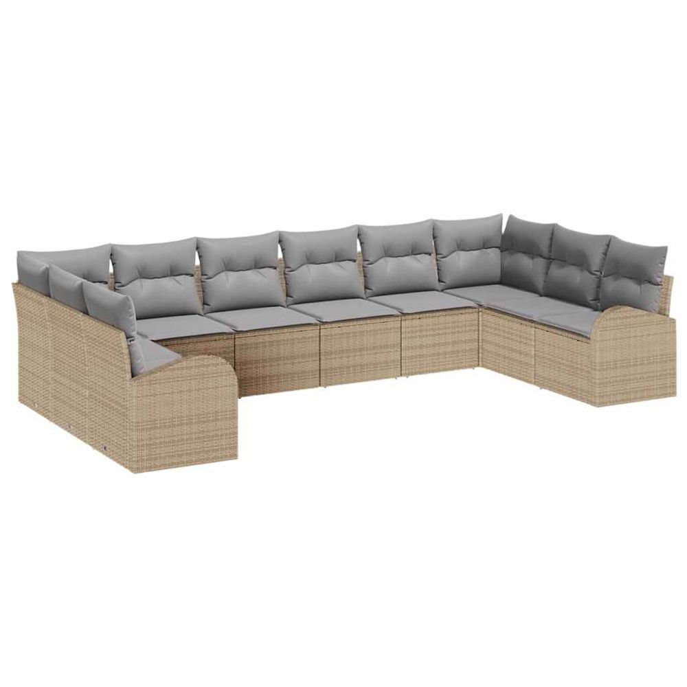Ensemble de canapé de jardin 10 pc beige et gris clair
