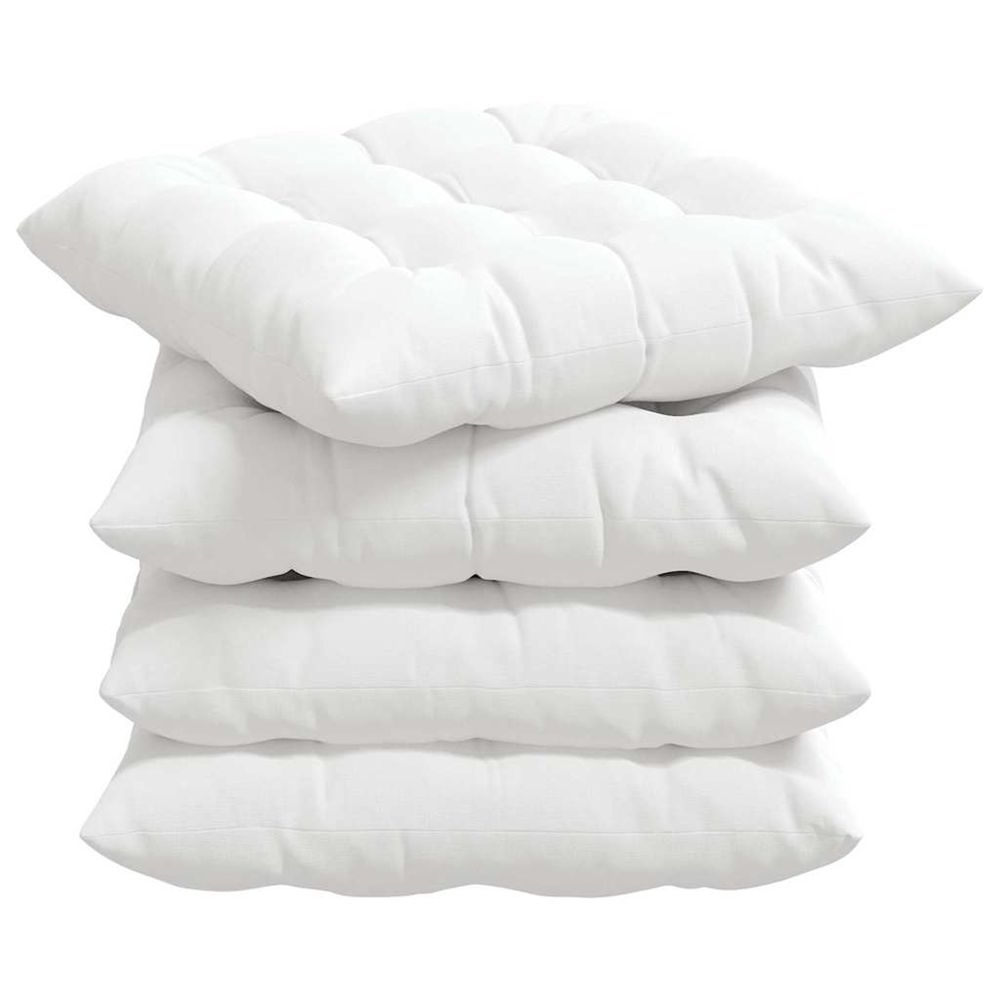Coussins de siège 4 pc tissu blanc 40 x 40 x 6 cm