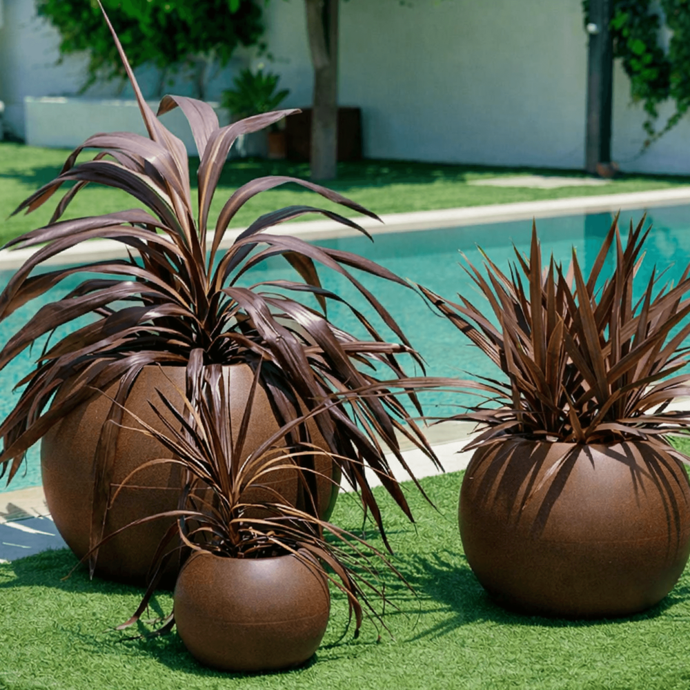 Dalia 70 - pot rond pour plantes et fleurs en polyéthylène ø68x50 cm pour l'extérieur et l'intérieur très résistant. Couleur bronze