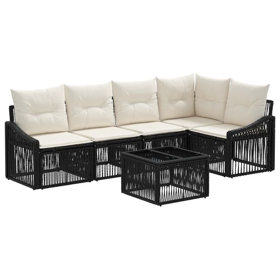 Ensemble de canapé de jardin 6 pc noir polyrotin